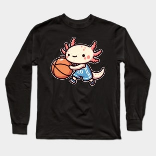 axolotl funny play basketball Long Sleeve T-Shirt